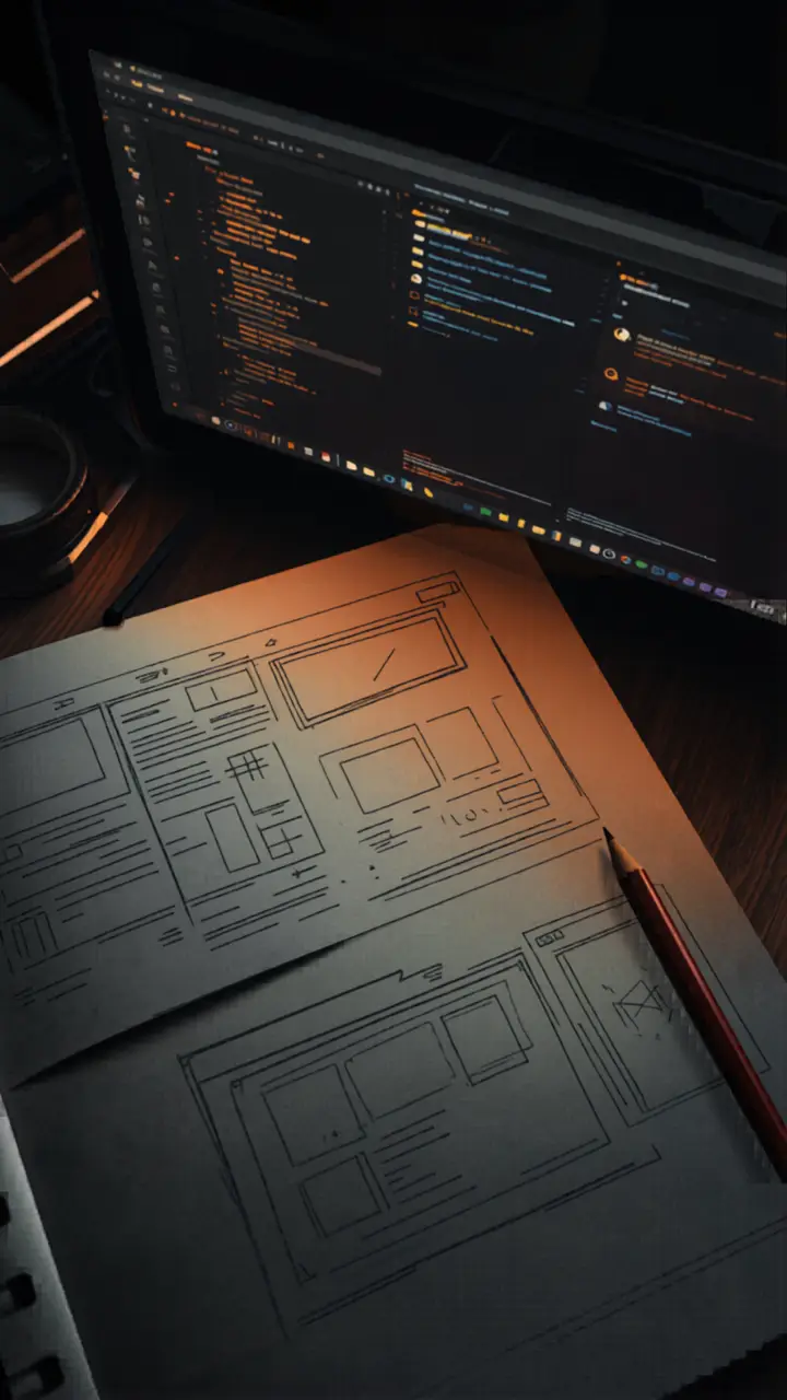 Processus de conception web — wireframes papier et développement sur écran, Studio HLF